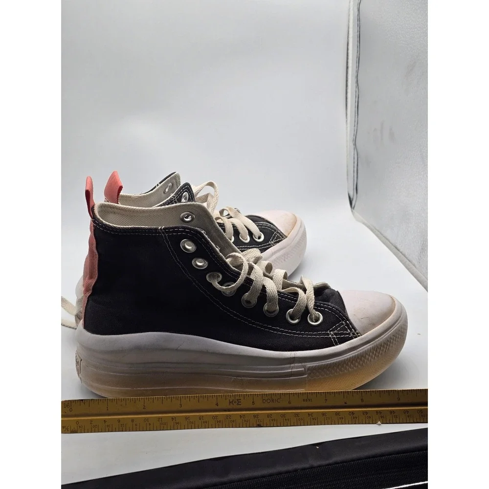 Converse Chucks All Star Move High Top Black Pink Kids Platform Sneakers 4.5